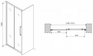 Душевая дверь ABBER Schwarzer Diamant AG30130H 130см хром
